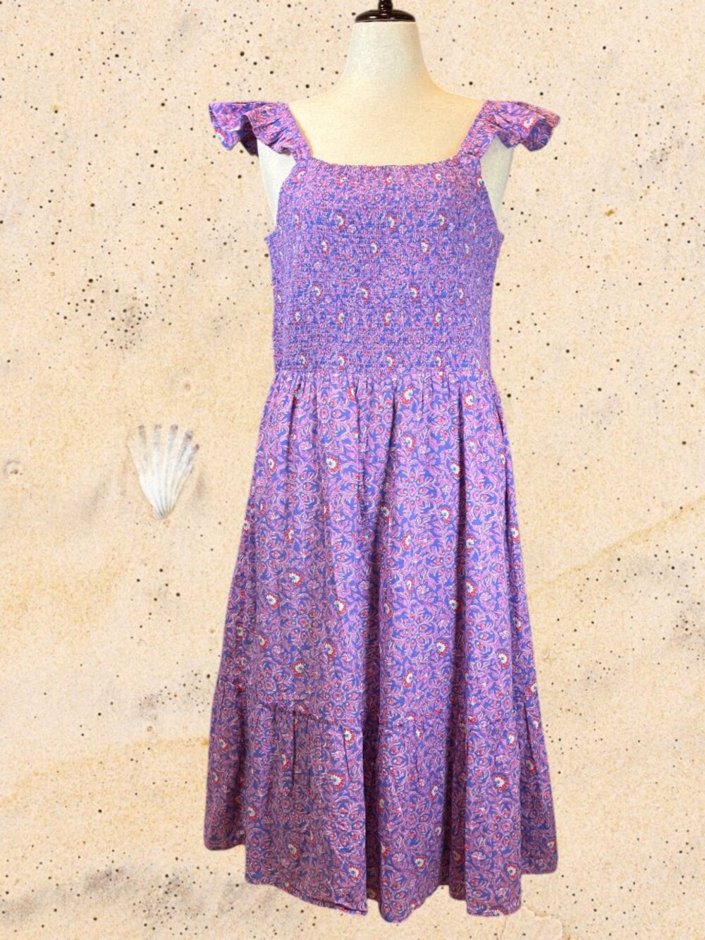Vineyard Vines Katama Floral Smocked Tiered Maxi Dress XL 100% Cotton Lined